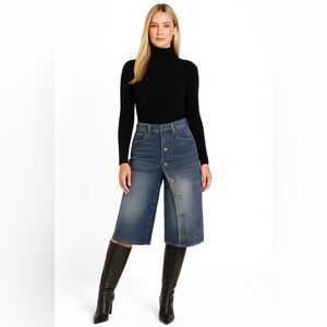 Micas Denim Asymmetrical Button ShortsSize‎ XL